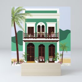 Green Puerto Rico House on the Beach Mini Art Print
