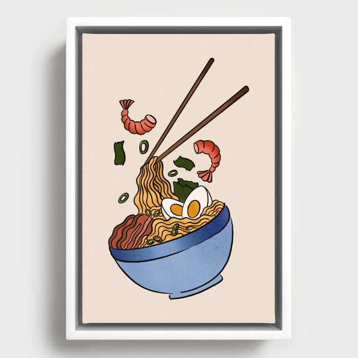 Ramen Noodle Bowl Asian Japanese Food Framed Canvas