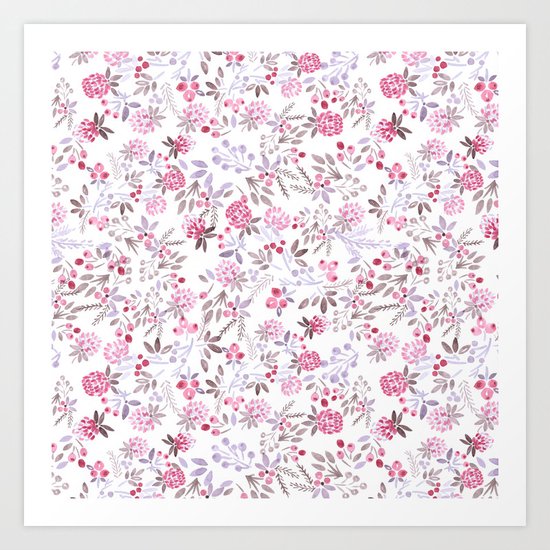 Watercolor floral pattern . Art Print