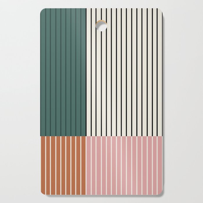 Color Block Line Abstract V Cutting Board