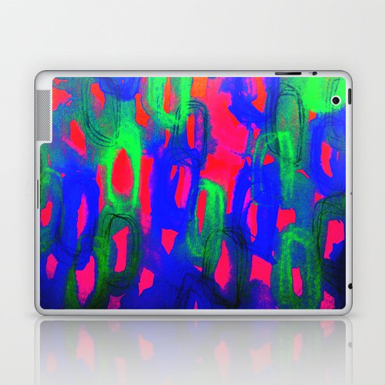 NIGHT LIFE - Bold Neon Abstract Watercolor Painting Wild Hot Pink Royal Blue Whimsical Pattern Laptop & iPad Skin
