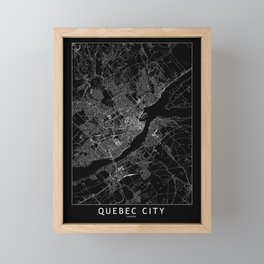 Quebec City Black Map Framed Mini Art Print