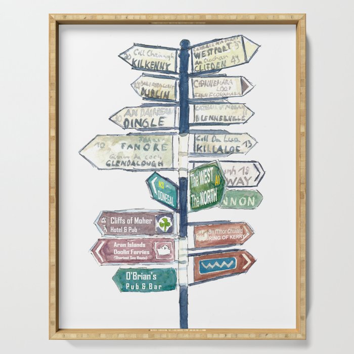 Wanderlust and Travel Dreams - The Irish Road Directions Signpost Serving Tray