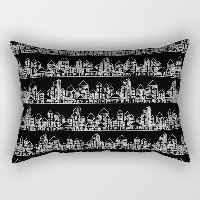 Little City // Black Rectangular Pillow