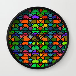 Colorful waves and bricks Wall Clock