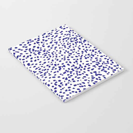 Vonnie - abstract minimal indigo blue dalmatian dots brushstrokes animal print monochromatic print Notebook