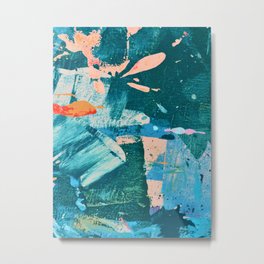Dream in Reality: a vibrant abstract design in teal orange and peach by Alyssa Hamilton Art Metal Print