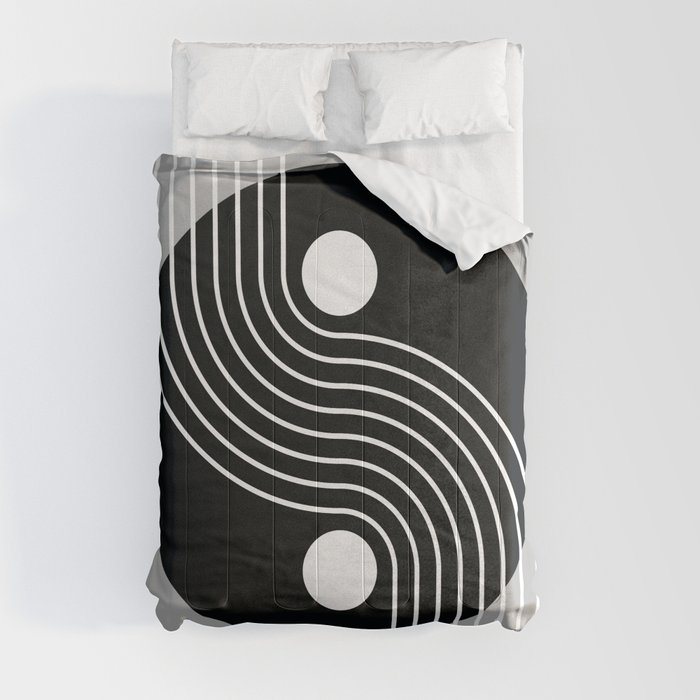 Geometric Lines and Shapes 26 in Monochrome Comforter
