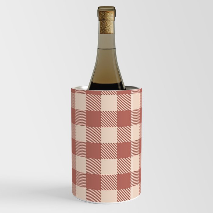 Rosewood Pink Buffalo Plaid Pattern Wine Chiller