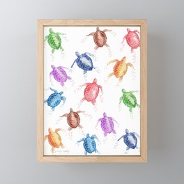 Sea Turtle Rainbow Colors  Framed Mini Art Print