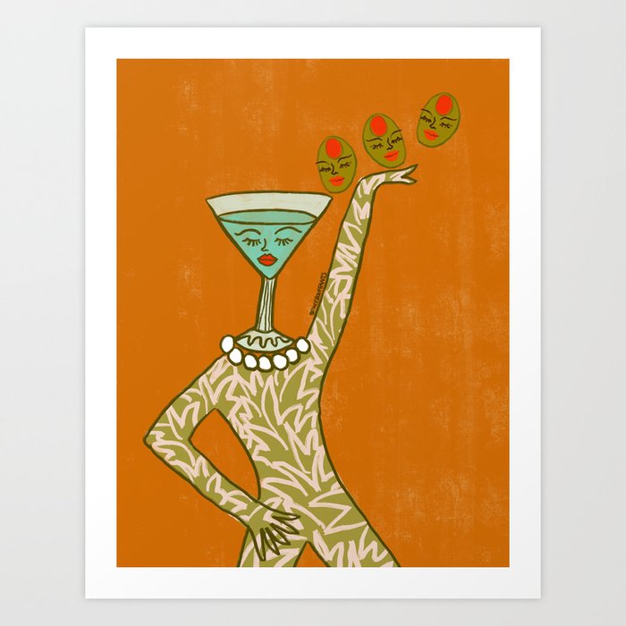 Cocktail Babe With Olives Art Print by theebouffants