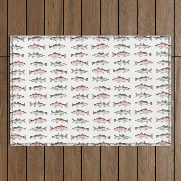 Pattern: Inshore Slam ~ Redfish, Snook, Trout by Amber Marine ~ (Copyright 2013) Outdoor Rug
