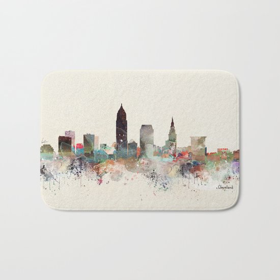 cleveland ohio skyline Bath Mat