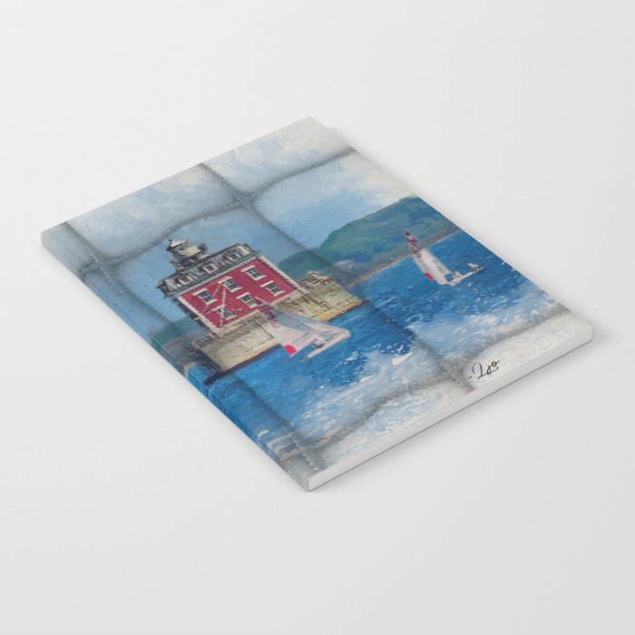 Lighthouse and Sail Nautical Art Print Notebook