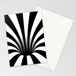 Optical Illusion Op Art Radial Stripes Warped Black Hole Stationery Cards