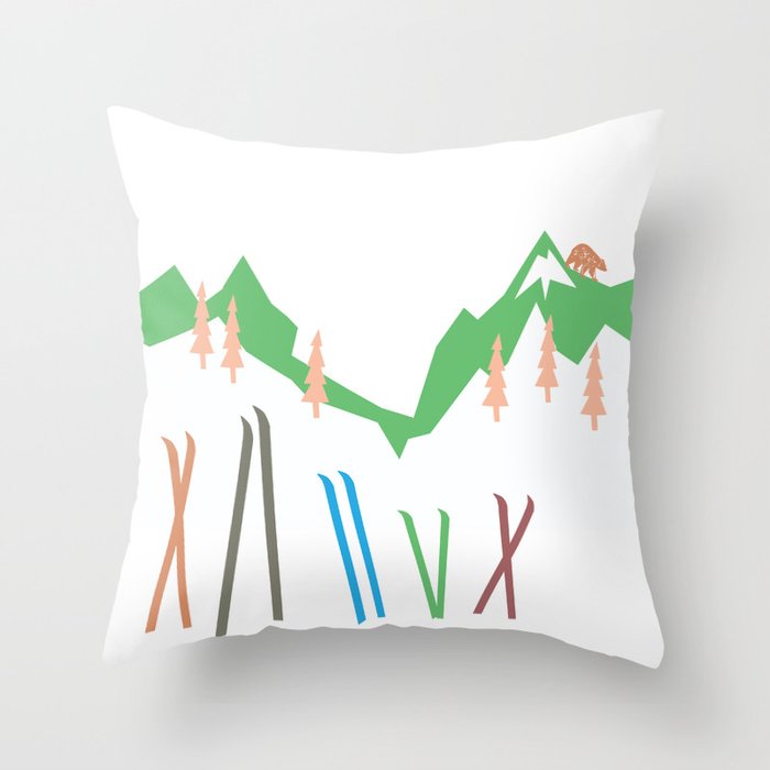 Backcountry Skiing Throw Pillow