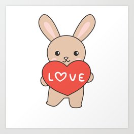 Bunny For Valentine's Day Cute Animals With Hearts Art Print