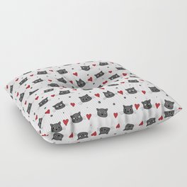 Cute cat faces, hearts and dots pattern Floor Pillow