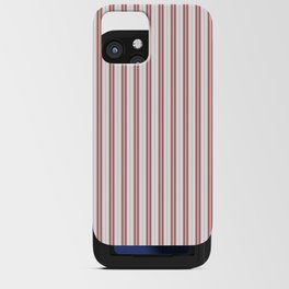 Wine Red and White Narrow Vintage Provincial French Chateau Ticking Stripe iPhone Card Case