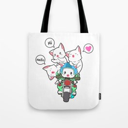 Funny cats on moto Tote Bag