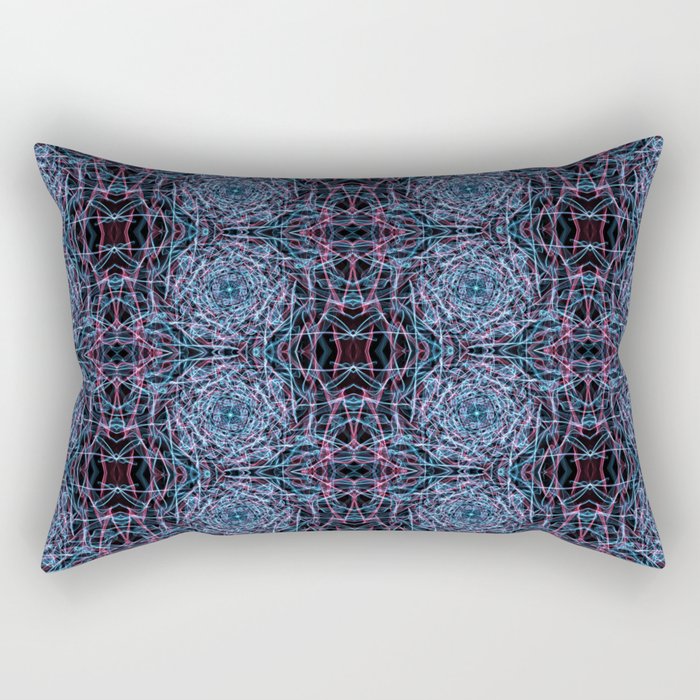 Liquid Light Series 77 ~ Blue & Red Abstract Fractal Pattern Rectangular Pillow