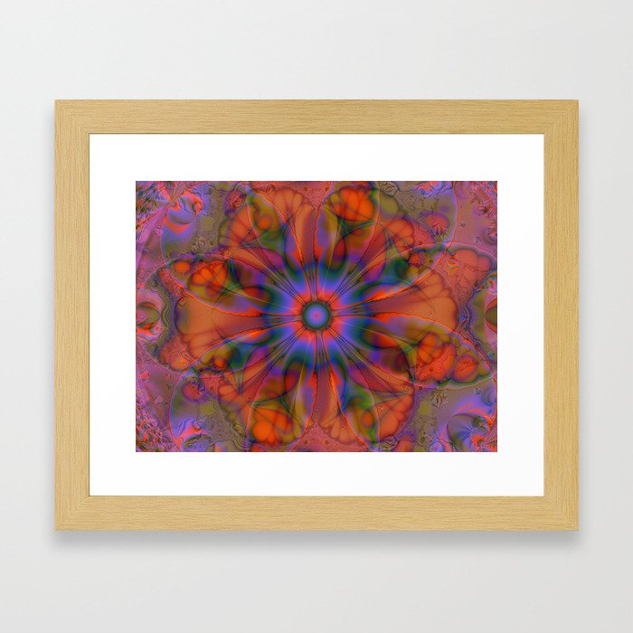 Sacred Geometry Art- Fractal Art- Delphinian- Orange Art- Flower- Energy Art- Purple Art Framed Art Print