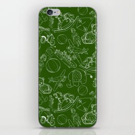 Green and White Toys Outline Pattern iPhone Skin