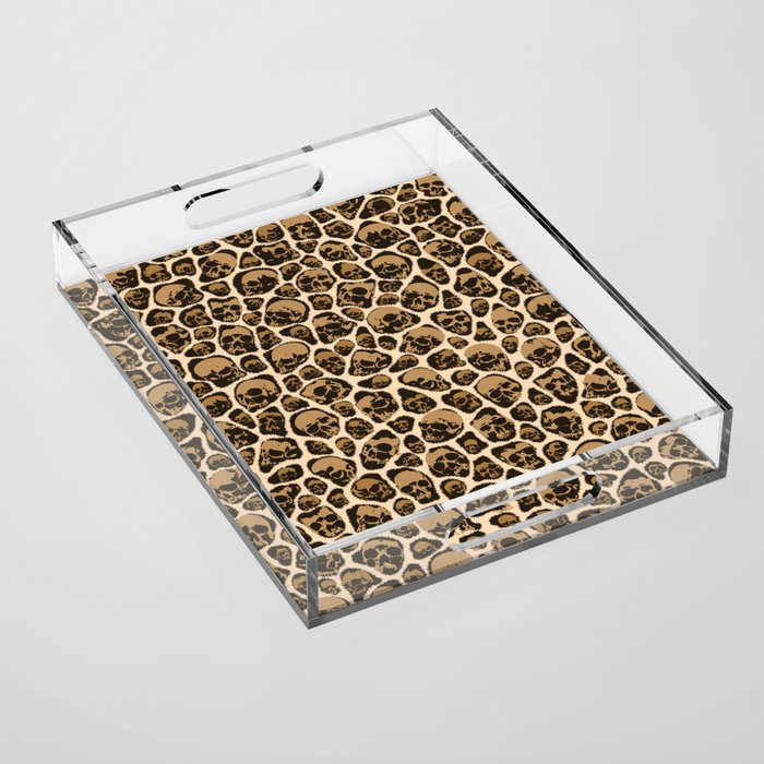 Leopard Print Cheetah Gothic Skulls Animal Fur Pattern Acrylic Tray
