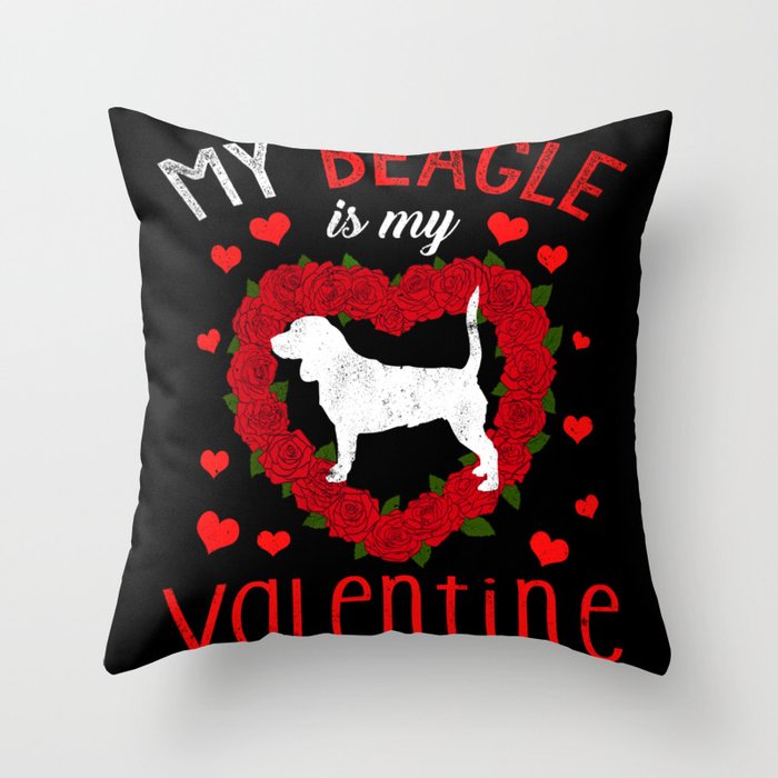 Dog Animal Hearts Day Beagle My Valentines Day Throw Pillow