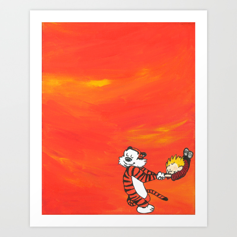 Calvin Hobbes Dancing Orange Art Print By Alwaysaddcolor Society6