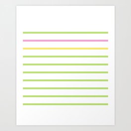 Grevillea Mariniere Stripes Art Print | Lime, Bubblegum, Graphicdesign, Tropical, Chartreuse, Sherbet, Breton, Narrow, Small, Stripe 