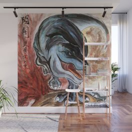 Trex born from a volcano - Yellowbox ink painting Wall Mural