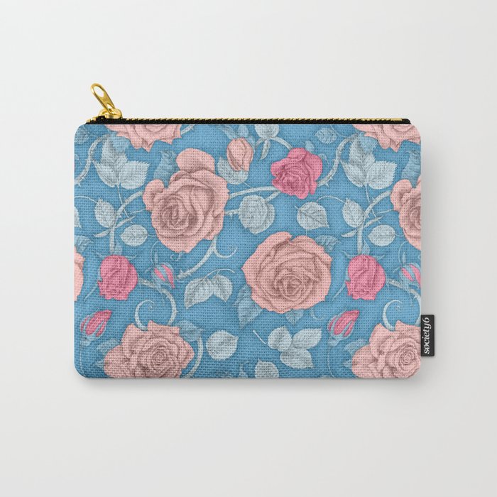 Roses Blue Pink Carry-All Pouch