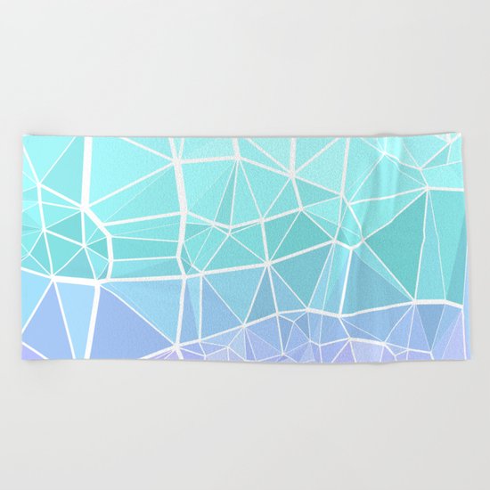 Cyan, Turquoise, and Purple Triangles Beach Towel