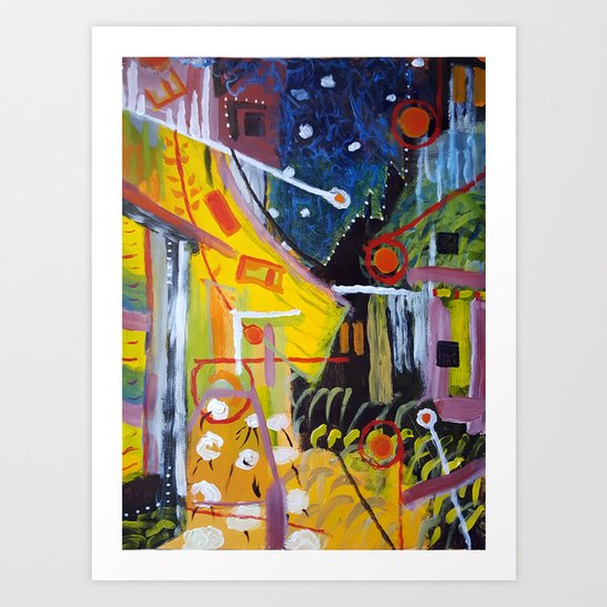 Cafe Terrace at Night a la Mela Art Print