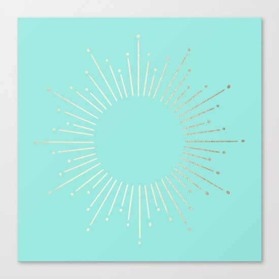 Simply Sunburst in Tropical Sea Blue Canvas Print
