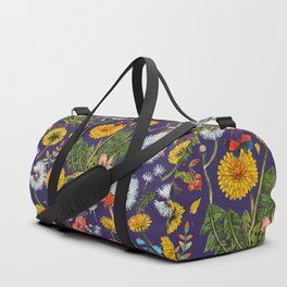 Dandelion Flowers with Rabbits - purple Duffle Bag