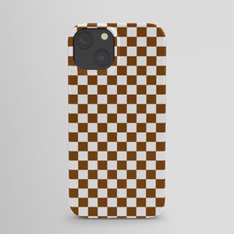 White and Chocolate Brown Checkerboard iPhone Case