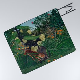 Fight between a Tiger and a Buffalo Henri Rousseau Picnic Blanket