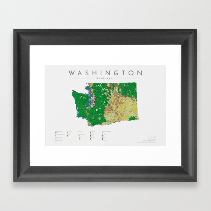 Washington Land Cover Map Art Framed Art Print