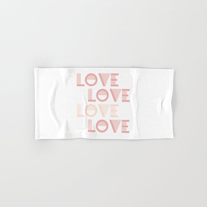 LOVE Pink Pastel & White colors modern abstract illustration  Hand & Bath Towel