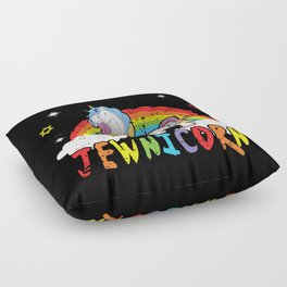Cute Rainbow Unicorn Jew Menorah Happy Hanukkah Floor Pillow