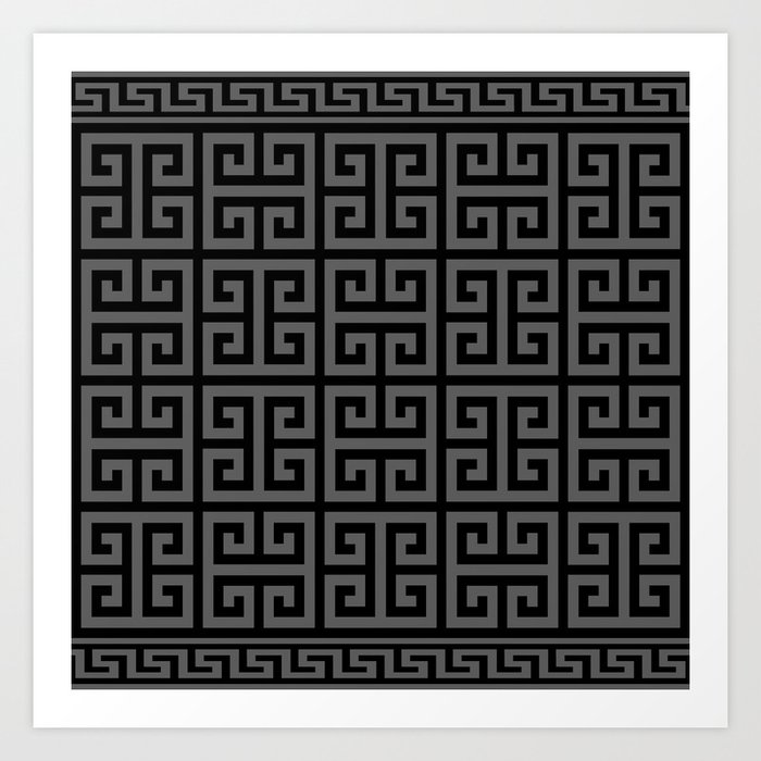 Greek Key (Black & Grey Pattern) Art Print