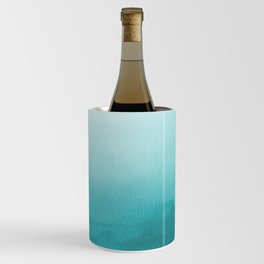 Best Seller Aqua Teal Turquoise Watercolor Ombre Gradient Blend Abstract Art - Aquarium SW 6767 Wine Chiller