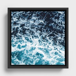 Dark Blue Ocean Waves Framed Canvas