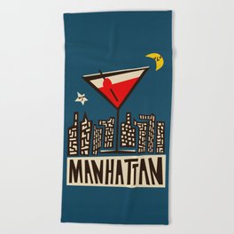 Manhattan Cocktail Print Beach Towel