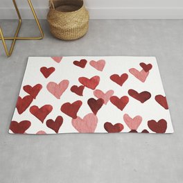 Valentine's Day Watercolor Hearts - red Rug | Giftforher, Date, Saintvalentine, Girlfriend, Wife, Red, Loving, Valentines, Romance, Painting 