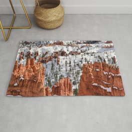Bryce Canyon - Sunset Point II Rug | Utah, Nature, Hoodoos, Evergreen Trees, Wanderlust, Erosion, Bryce Canyon, Rock Formations, Photo, Winter 