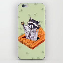 Peeking Raccoons #5 Green Pallet- iPhone Skin