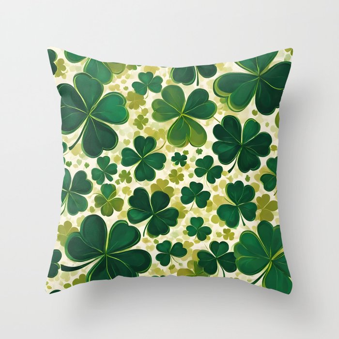 Popular Four Leaf Happy Clover Collection Throw Pillow
